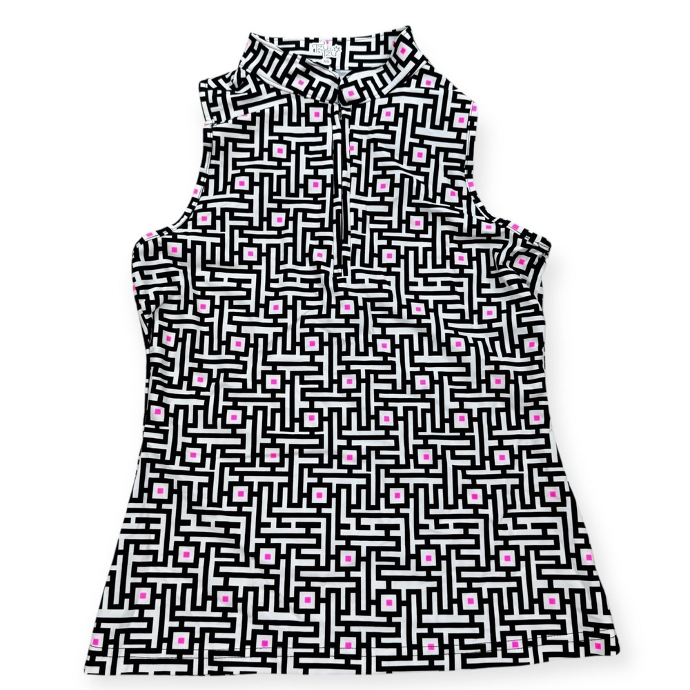 NEW Tzu Tzu Bella Top Women's XS Black A-Maze Quarter Zip Pullover Racerback USA